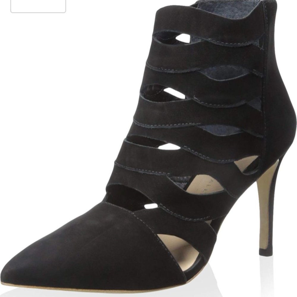 Loeffler Randall Black Suede Cut-Out Bootie Sz 37